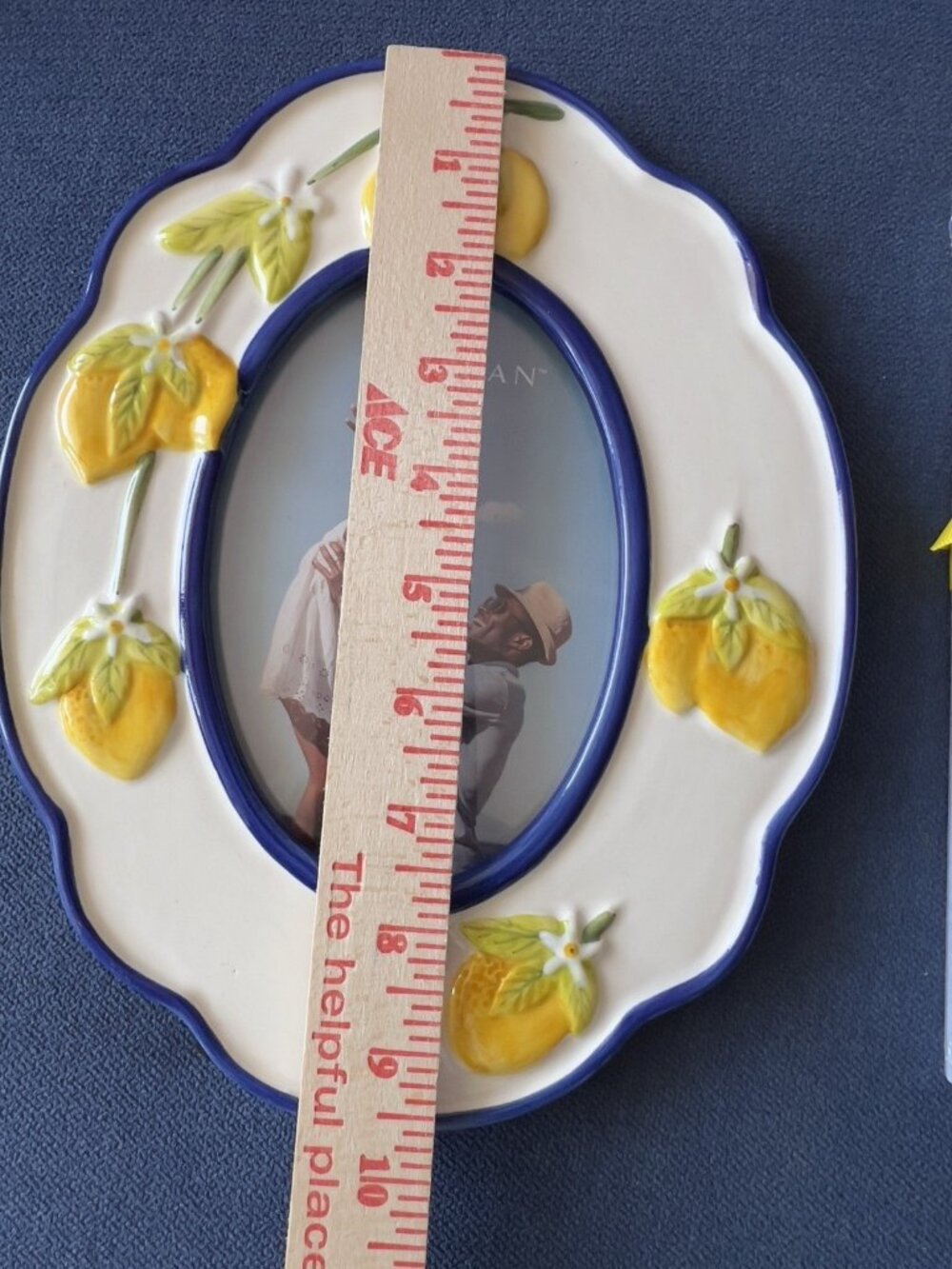 Lemon 4 x 6 Frame & Memo Pad & Pen Set Ceramic Blue Yellow Gift Birthday Hostess - Picture 8 of 9